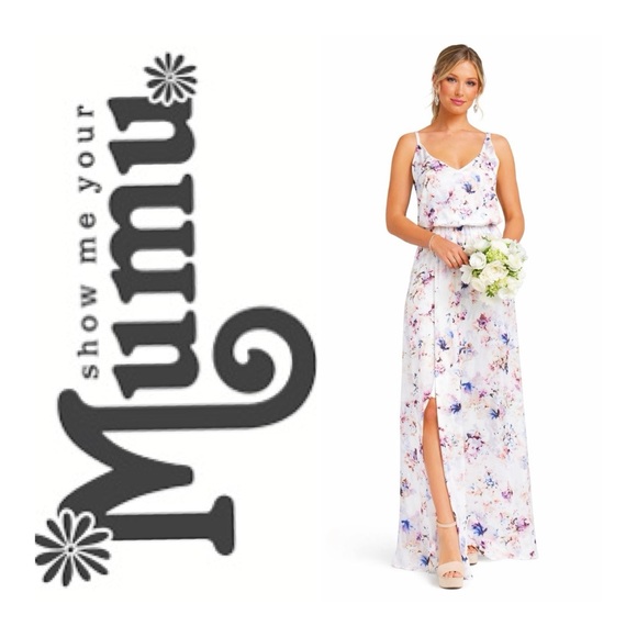 SHOW ME YOUR MUMU WEDDINGS White Floral Satin Maxi Dress